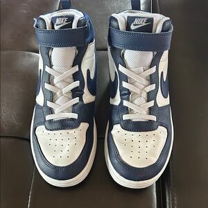 Nike Kids Basketball Blue and White Hi Top Sneakers